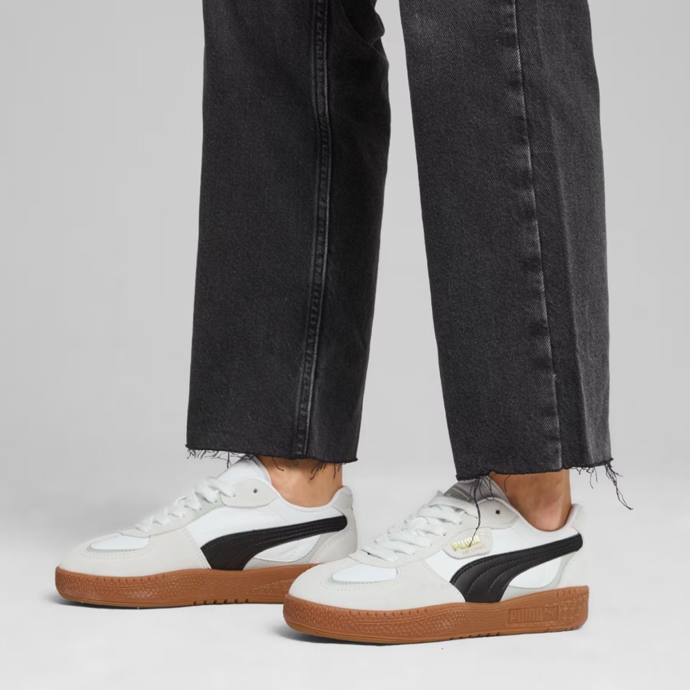 Puma White Black Gum Sole Sneakers